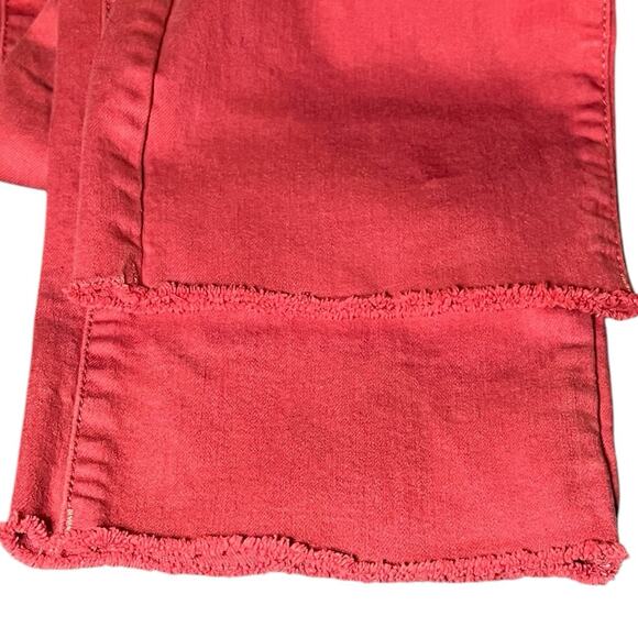 NYDJ Lift Tuck Sheri Slim Pink Crop Straight Leg Ankle Raw Fray Hem Jeans Size 6 - Picture 6 of 8